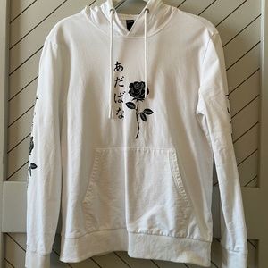 Shein - White and Black "Rose" Hoodie